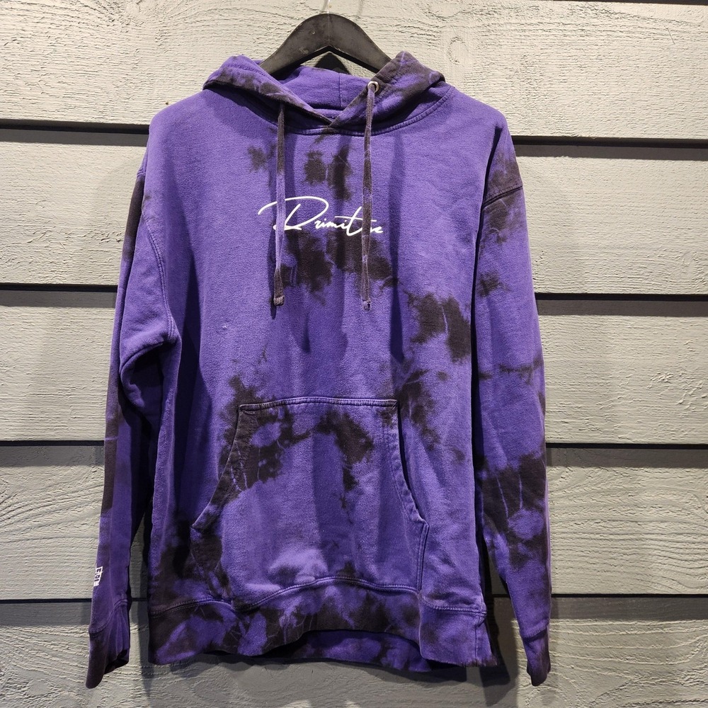 Primitive Hoodie Mens Medium Purple Tie Dye Beerus Dragon Ball Super Fleece